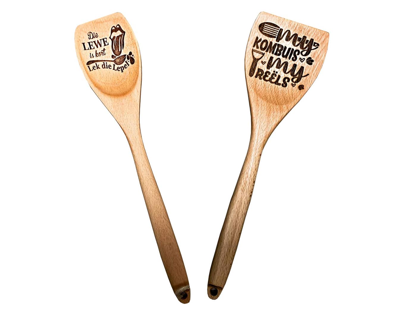 Houtlepel en spatel_Afrikaans_vol Hout lepels en spatels met Afrikaanse teks - Image 1