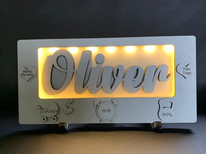 3 D front_dark_light on_black bg Personalized 3D Baby Name Board with LED Light - Customized Nursery Decor and Keepsake Gift - Image 5