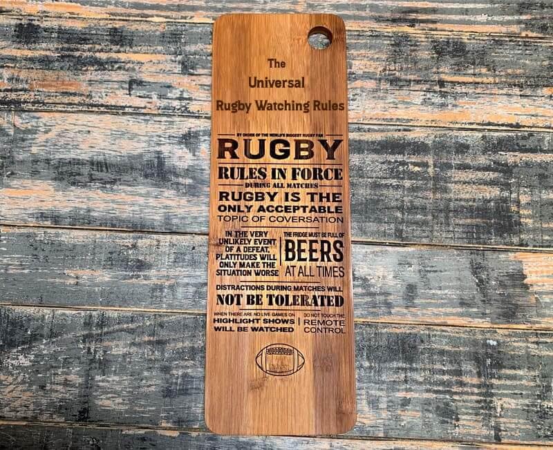 THE Rugby Watching Rules Biltong Cutting Board - Image 1