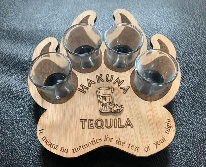 Hakuna Tequila Shot Glass Holder + 4 Shot Glasses - Image 1